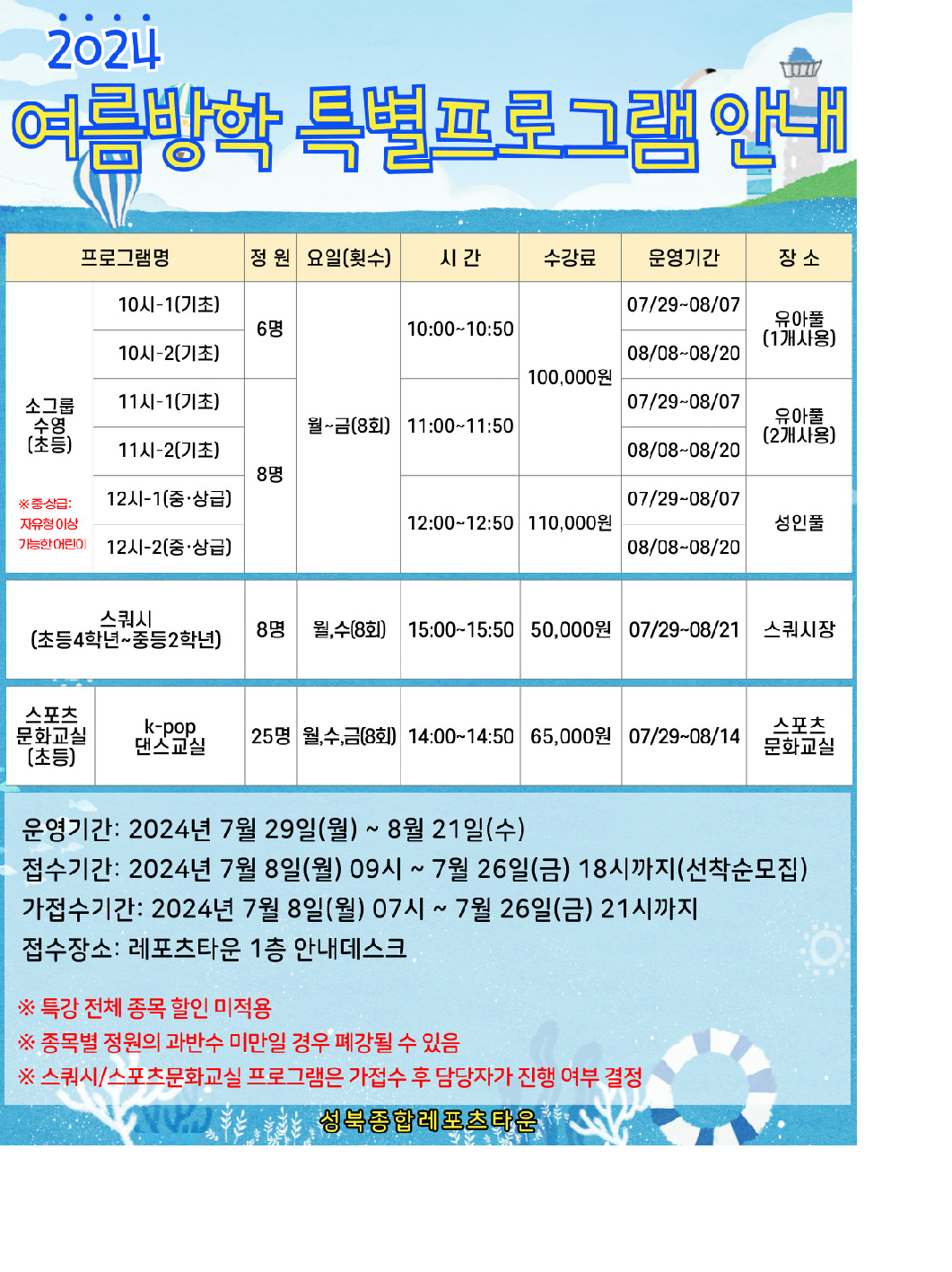 2024년 여름방학 특별프로그램 안내 데이터